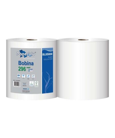 BOBINA CARTA PULITUTTO LISCIA, PURA CELLULOSA, 2 VELI, 650 STRAPPI, CM. 24.5X38, 2 PZ.